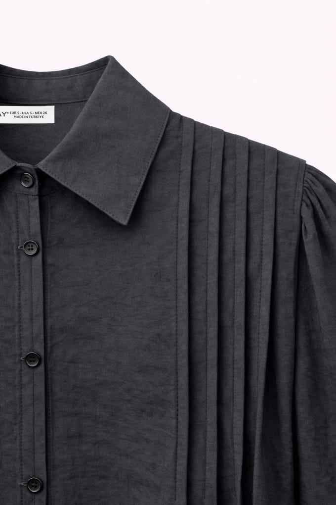 Gelaagde Ribbels Lange Mouwen Knopen Shirt