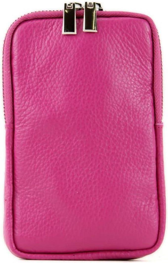 Bijoutheek Tas Italiaanse leren dames schouder-/mobiele telefoon  Fuchsia