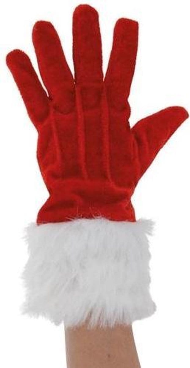 Witbaard Kersthandschoenen - Unisex polyester rood/wit - Maat M