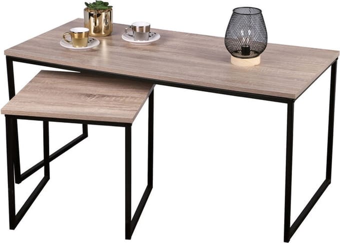 "COLORADO" SET VAN 2 SALONTAFELS, 100×48×H48 CM EN 40×40×H40 CM