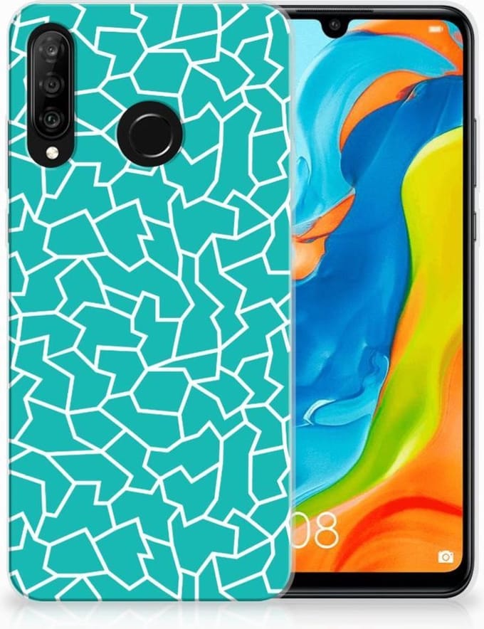 Huawei P30 Lite Hoesje maken Cracks Blue