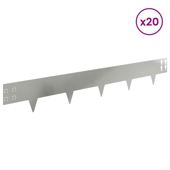 vidaXL - Gazonrand - 20 - st - 100 - x - 15 - cm - Staal - Zilverkleurig