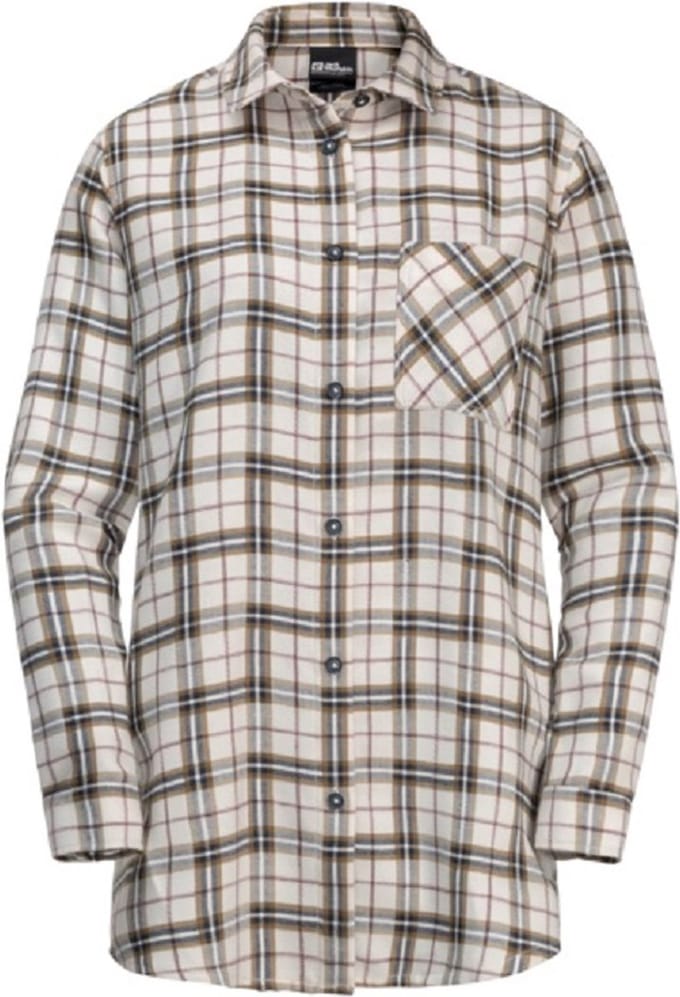 Jack Wolfskin Morgenluft Shirt Women - Blouse - Dames - Ecru/geruit - Maat M