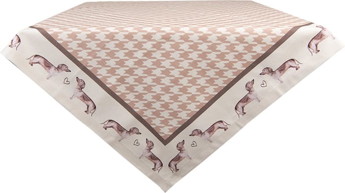 Clayre & Eef Tafelkleed 100x100 cm Bruin Katoen Teckel