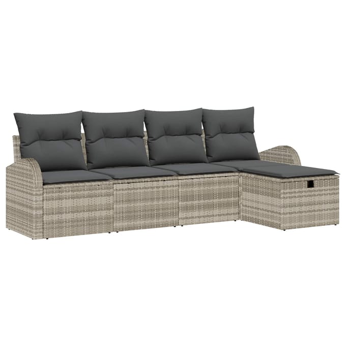 vidaXL - Bankstel - 5 - st - Lichtgrijs - poly - rattan