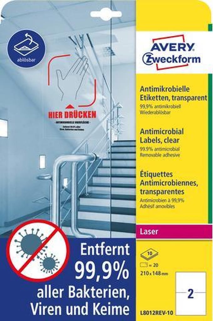 Avery Etiketten Zweckform Antimicrobieel 210 X 148 Mm 20 Stuks
