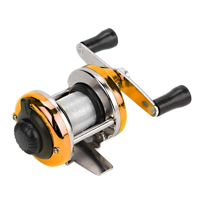 Draagbare Winter Ijsvissen Reel Wiel met Draad Buiten Werpen Tackle(Goud) gray