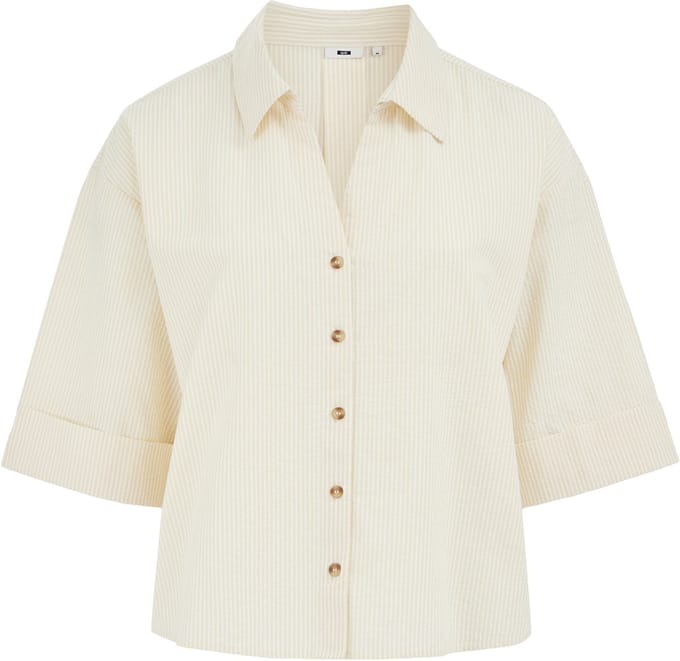 WE Fashion Dames seersucker blouse met streep - Curve
