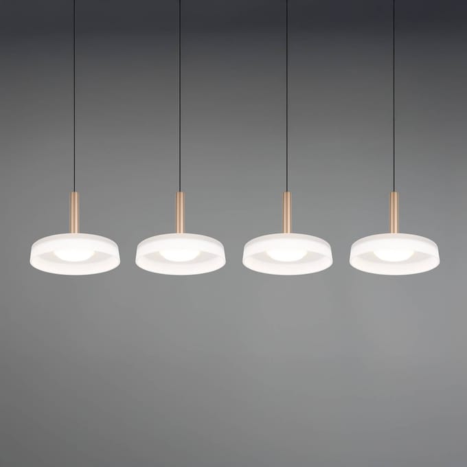 Trio Lighting LED hanglamp Celeste wit/bruin 115 cm 4-lamps glas dimbaar