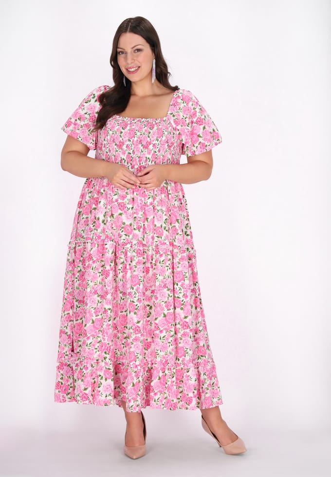 Faina Grote maten jurk vrouwen roze
