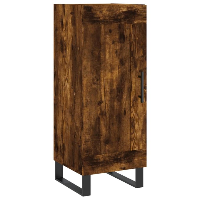 vidaXL - Dressoir - 34,5x34x90 - cm - bewerkt - hout - gerookt - eiken
