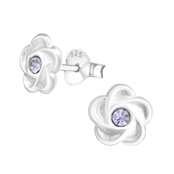 Amanto Kids Oorbellen Freya Violet - 925 Zilver E-Coating - Bloem - ∅7mm