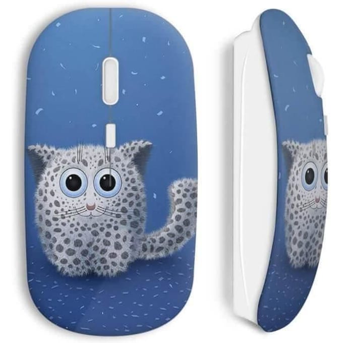 Souris Sans Fil - MANIACASE - Cute Cat - Bleu - Compatible Mac et PC - USB