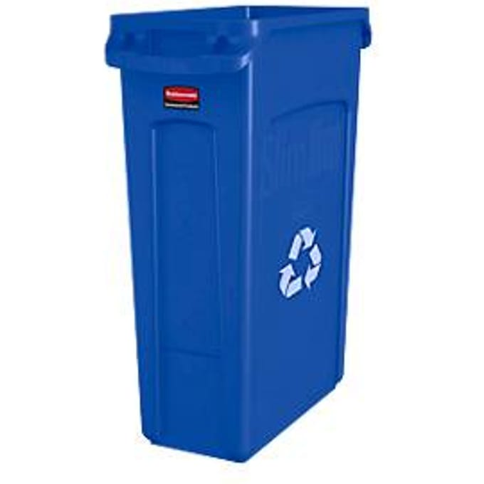 Slim Jim® afvalbak, 87 liter, blauw, met recyclingsymbool