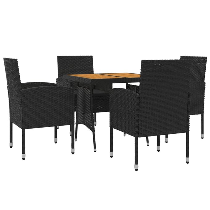 vidaXL - 5-delige - Tuinset - poly - rattan - zwart