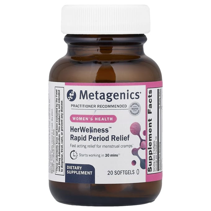 Metagenics, HerWellness™ Menstruatie Snelle Verlichting, 20 Zachte Capsules