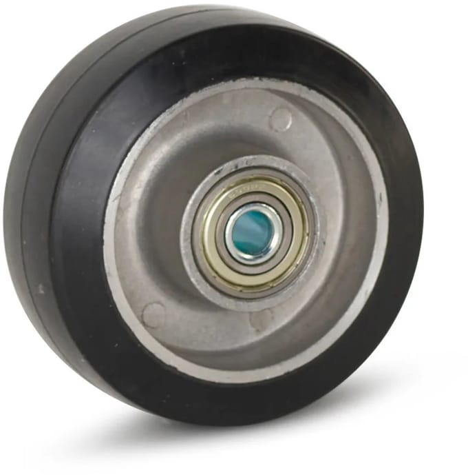 Zwart elastisch rubber wiel - 100mm - 220kg