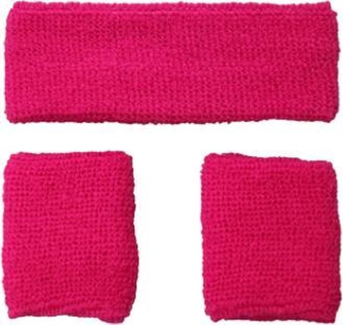 Zweetbanden set neon roze