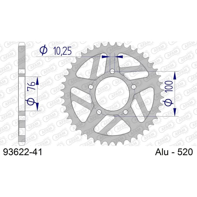 Aluminium tandwiel achter Afam 520 41 dents