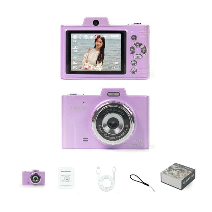 Appareil photo numérique 2,5K Caméra vidéo numérique Caméra pour enfants Caméra CCD 48MP Écran 2,8 pouces Zoom 16X noir