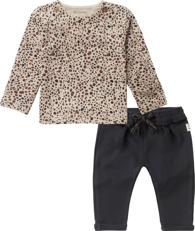Noppies - Kledingset - 2delig - broek Howick Phantom - shirt Stanley bruin - Maat 56