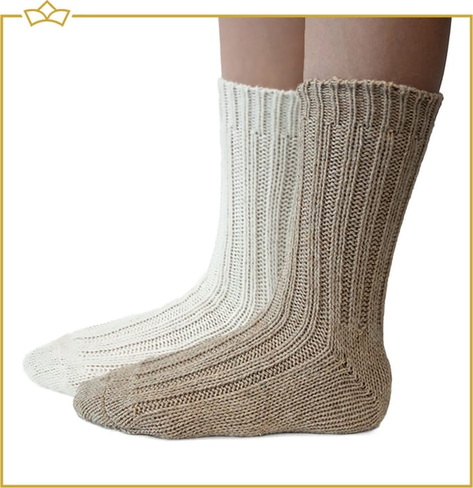 ATTREZZO® Sokken - Alpaca wol - 2 paar - maat 39-42 - Wol - Wit en Beige