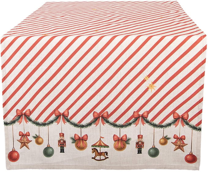 Clayre & Eef Tafelloper 50x140 cm Beige Katoen