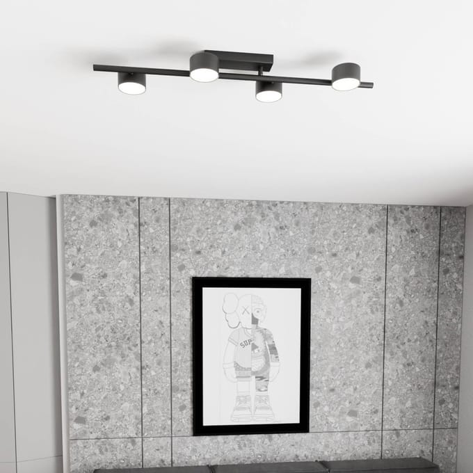 EMIBIG LIGHTING Plafondspot Bet, lengte 80 cm, zwart, metaal, 4-lamps.