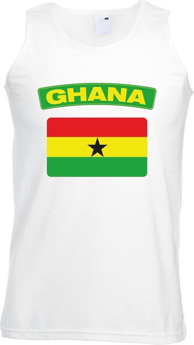 Ghana singlet shirt/ tanktop met Ghanese vlag wit heren M