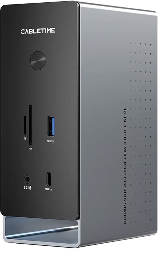 Cabletime - 10Gbps - USB C - 16 in 1 Docking Station - 3 externe beeldschermen - ook geschikt voor MacBook