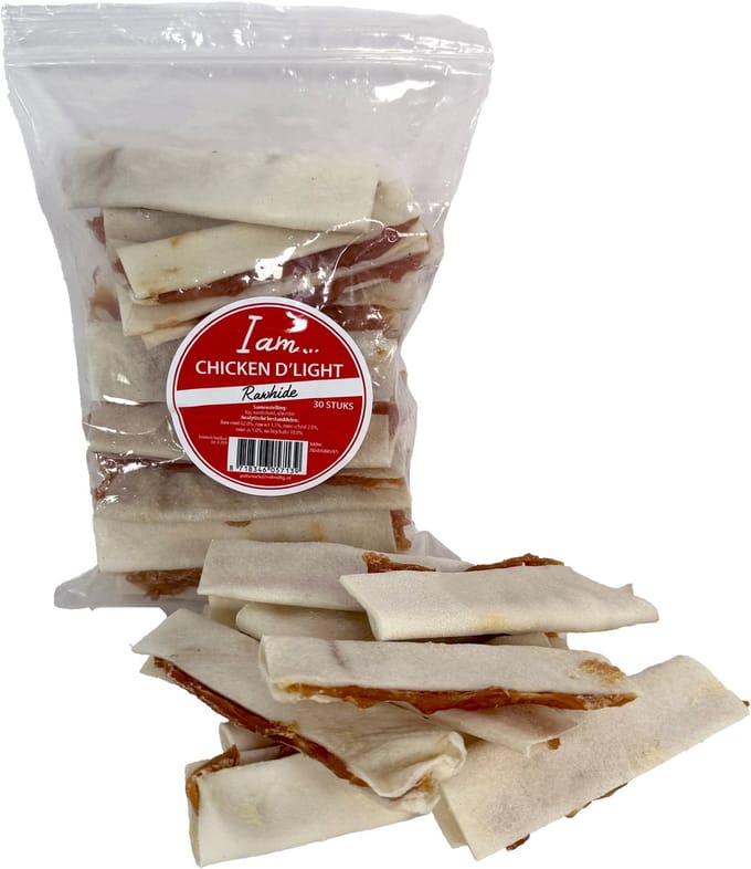 Hondensnack I AM - Chicken D'Light Eiwitrijk - 30 Stuks, Kip en Runderhuid, 500 Gram