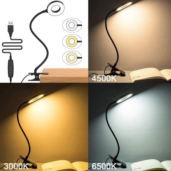 Bureaulamp - SERBASIC - 360° Flexibel - 3 Modi - 10 Helderheden - USB Klembaar