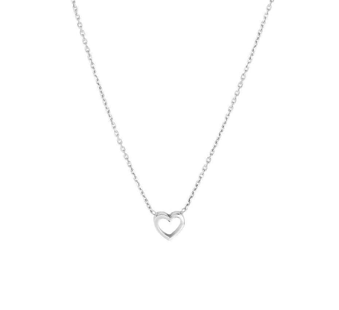 Zilveren Collier met Opengewerkte Hart Hanger