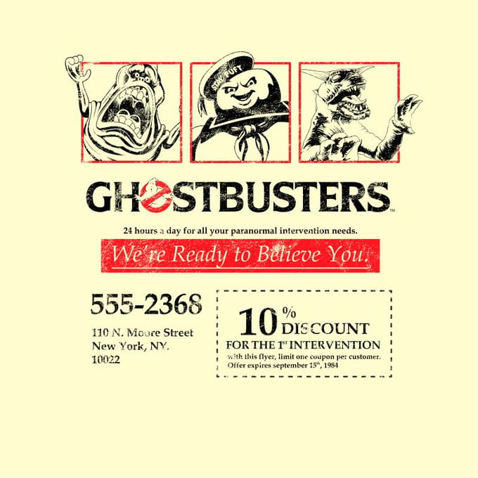 Ghostbusters Flyer Unisex T-Shirt - Wit Vintage Wash - L