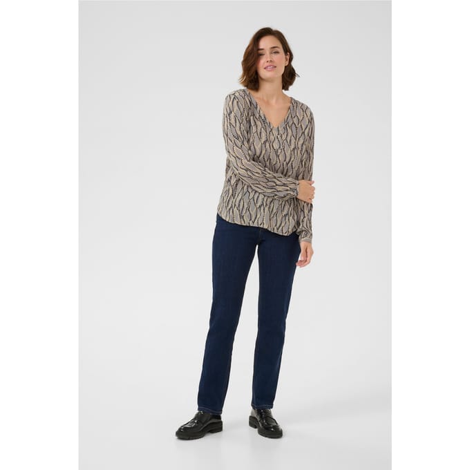Blouse met lange mouwen Regular fit Grey/Black Graphic Simili grey