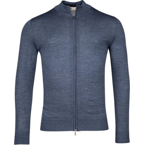 Thomas Maine Vest Full Zip Single Knit Luxury Fine Merino Denim Blue / male