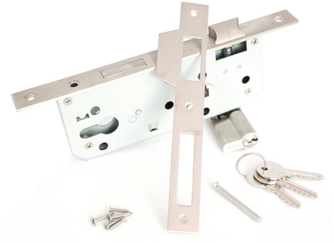 Deurslot - Doornmaat 45mm - PC 85mm - Sluitplaat RVS