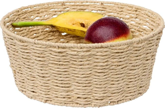 5Five Fruitschaal Quito - netaal/touw - D28 x H11 cm - beige - rond - fruitmand