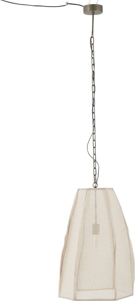 J-Line hanglamp Peer - linnen/ijzer - wit - large