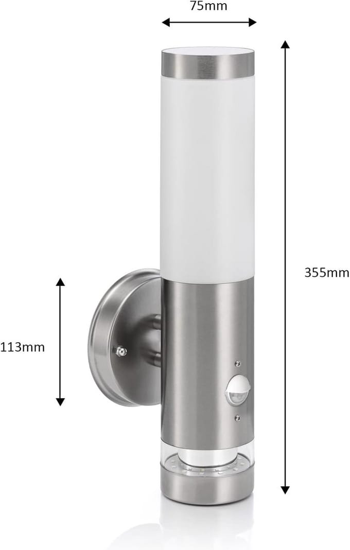 Buiten Wandlamp met PIR Bewegingssensor - Energiezuinige LED Verlichting - Koel Wit Licht