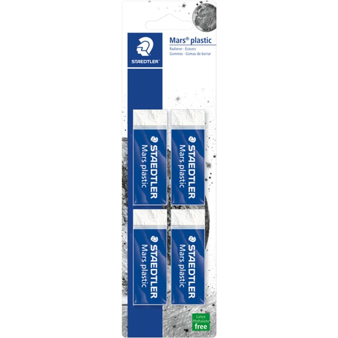 STAEDTLER - Mars plastic gom - gum van premium kwaliteit - kaart met 4 stuks