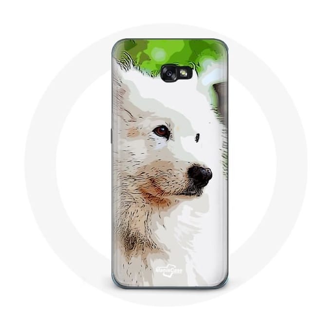 Coque - Samsung - Galaxy A8 2016 - Chien Samoyède - Souple - Blanc blanc