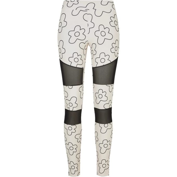Urban Classics - Tech Mesh All over print Legging - 3XL - Creme/Zwart