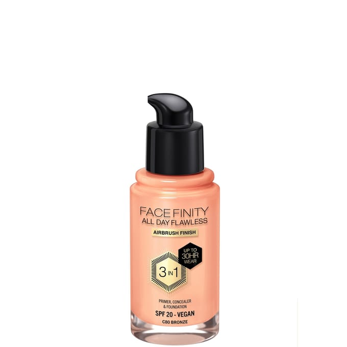 Max Factor Facefinity All Day Flawless 3 in 1 Vegan Foundation 30ml (Various Shades) - C80 - BRONZE