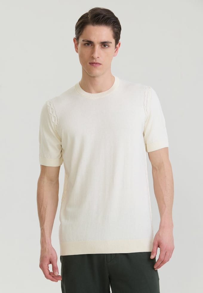 Felix Hardy Tshirt Ronde Hals 100% Katoen Heren Ecru - M