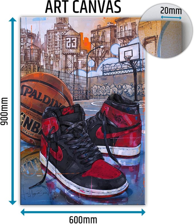 Sneaker canvas basketball banned bred 60x90 cm