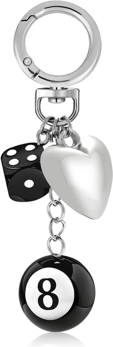 Dailygoods - Leuke Sleutelhanger met Zwarte Dobbelsteen en Hart