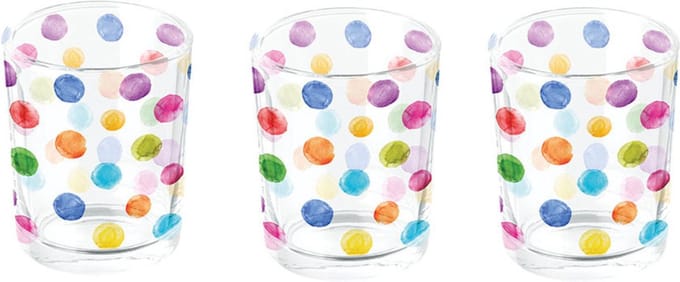 Ambiente set van 3 glazen theelichthouder met polka dot print 100 ML - Ø 5,5 - h 6,6 cm