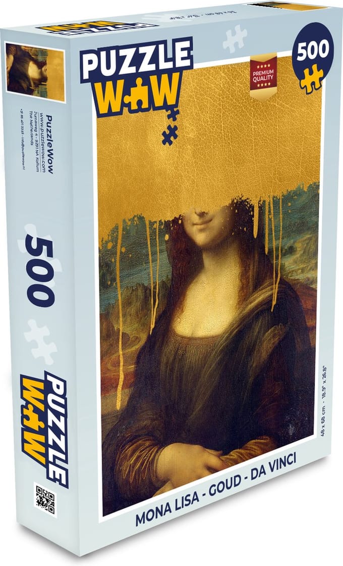 Puzzel Mona Lisa - Goud - Da Vinci - Legpuzzel - Puzzel 500 stukjes