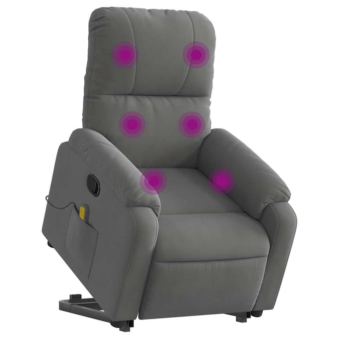 vidaXL - Sta-op-massagestoel - verstelbaar - microvezelstof - donkergrijs